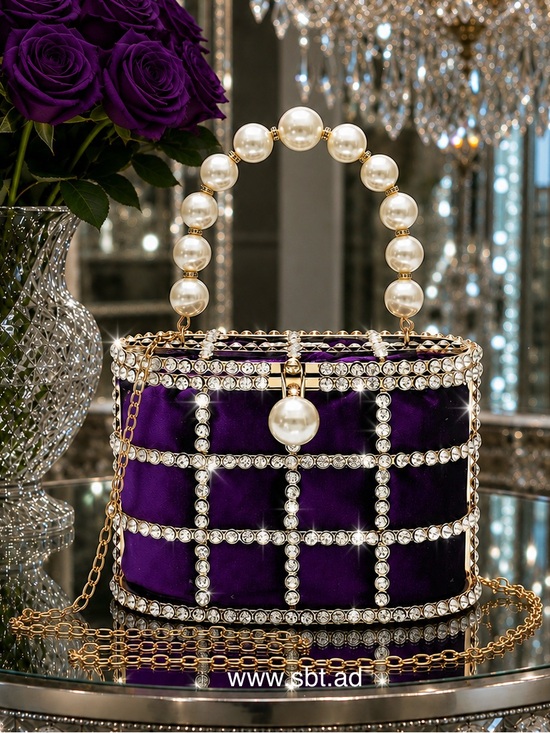 Sparkling Bling Things Handbags - NEW Pearl & Rhinestones Clutch Purse Sparkling Bling Swarovski Crystal Bag +Gift
